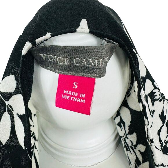 Vince Camuto Floral Tank Top V-Neck Semi-Sheer Womens Size Small Black White EUC - Picture 6 of 7